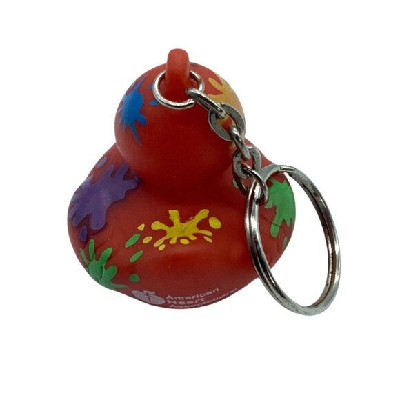 American Heart Association Rubber Duck Keychain Paint Splash Red Multicolor - Picture 2 of 6